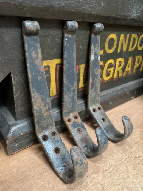 Vintage Coat Hooks old school Set Of 3 metal cast iron reclaimed more listed
