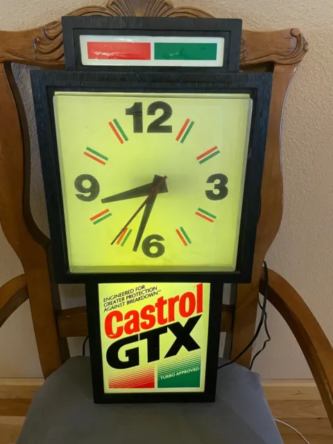 Castrol GTX Motor Oil Illuminated Sign and Clock (Wall-mount)