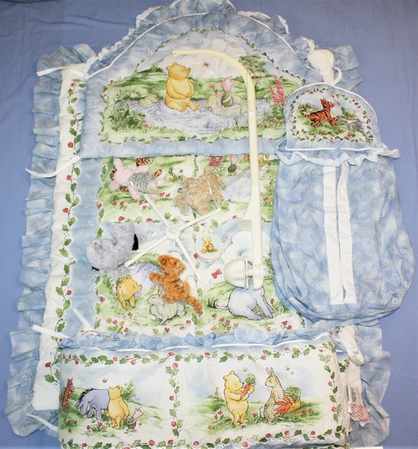 Disney Classic Pooh Red Calioppe Infant Bedding Set Soft and Plush with Mobile