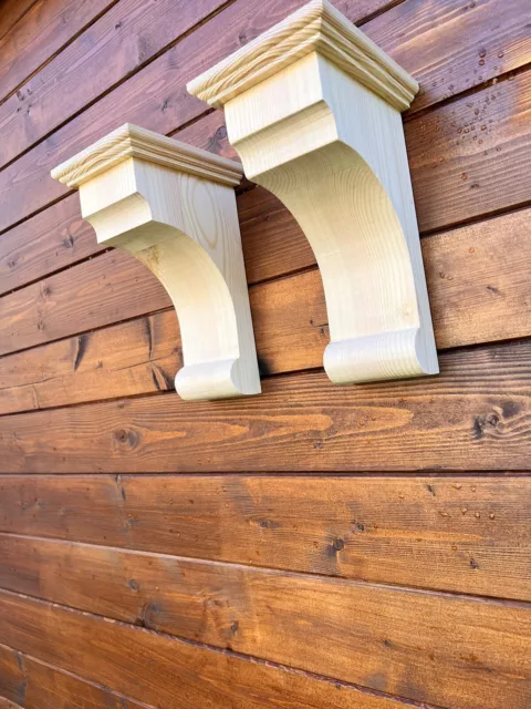 A Pair Of  Extra Large Pine Wood corbels/shelf brackets