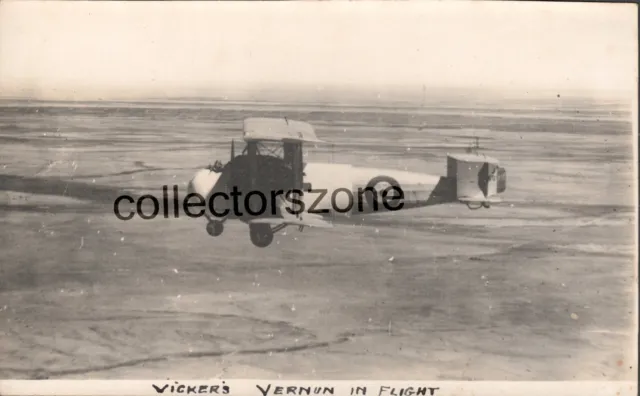 1920's Vickers Vernon Aircraft In Flight Real photo Postcard unposted