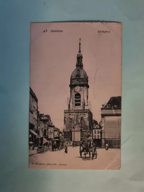 carte postale ancienne de la Somme 1909 Amiens Le Beffroi