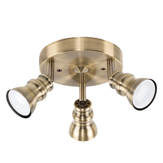 MiniSun Deckenleuchte - traditionelle antike Messing 3-Wege Strahler LED Glühbirnen A +