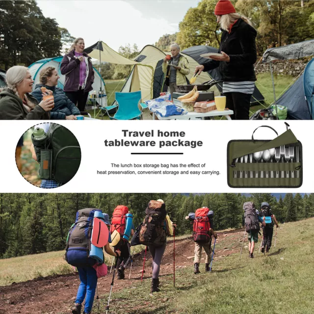 Edelstahl Camping Bestecktasche - Picknick Besteckset mit Reiseetui, Campin ️ LY 3