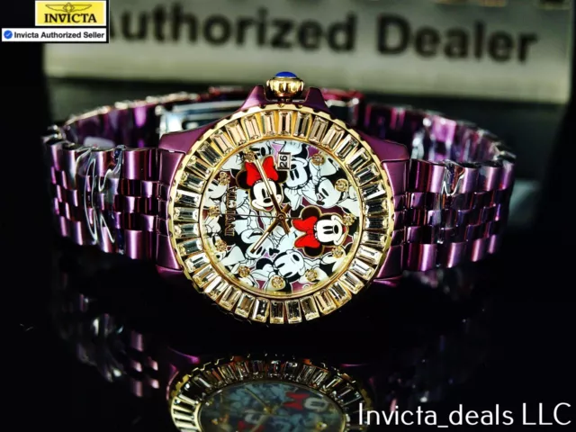 Invicta Disney® 38mm Minnie Mouse Crystal Accented Limited Edition Purple Watch