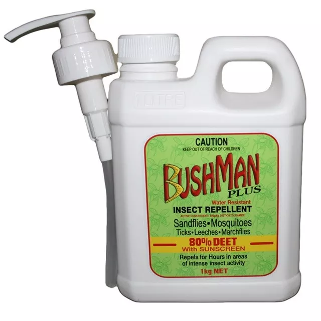 BUSHMAN PLUS GEL PUMP PACK 1kg - Mosquito Insect Repellent 80% DEET + SUNSCREEN