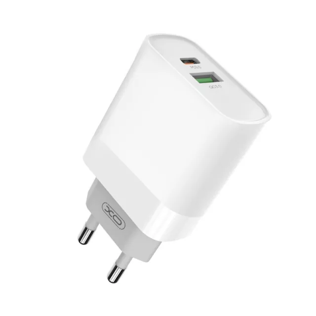 XO USB A und C Dual Port PD Schnell Ladegerät 18W für iPhone Samsung Netzteil QC