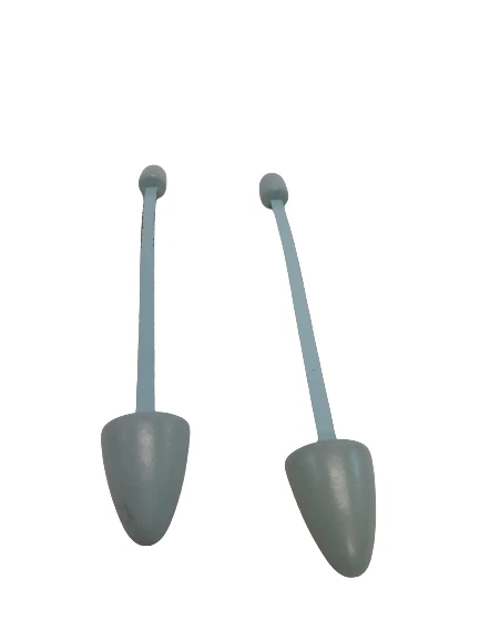 Pair Of Vtg 1940s Shoe Shaper Shapers Stretchers Pastel Light Blue Wood Metal