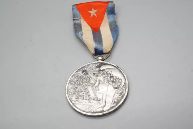 Spanish American War 1898 Cuba Medal For Veterans Of Spanish-American War RARE