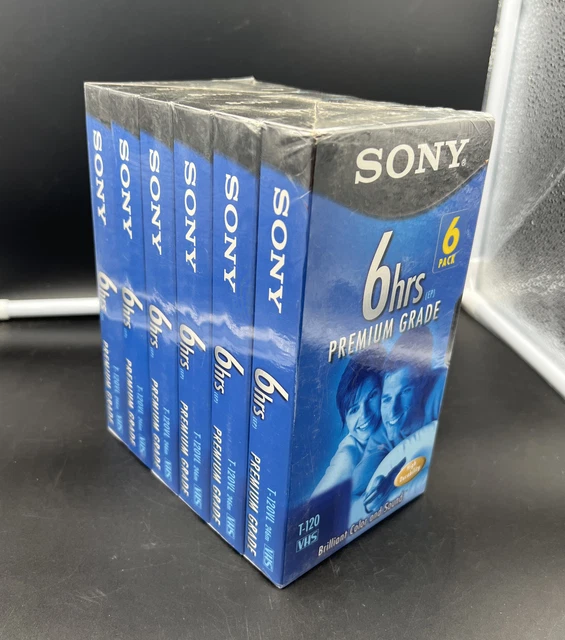 Sony Premium Grade Blank VHS Video Tapes 6 -Pack T-120 2002 SEALED Cassette Sony Premium Grade Blank VHS Video Tapes 6 -Pack T-120 2002 SEALED Cassette