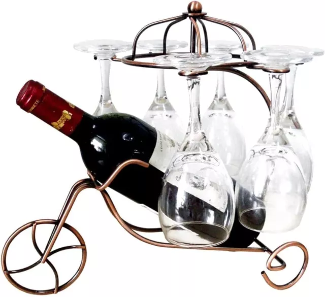 NWOT Temkin Wine Rack Modern Iron Wine Glass Holder Metal Chariot Wine Bottles