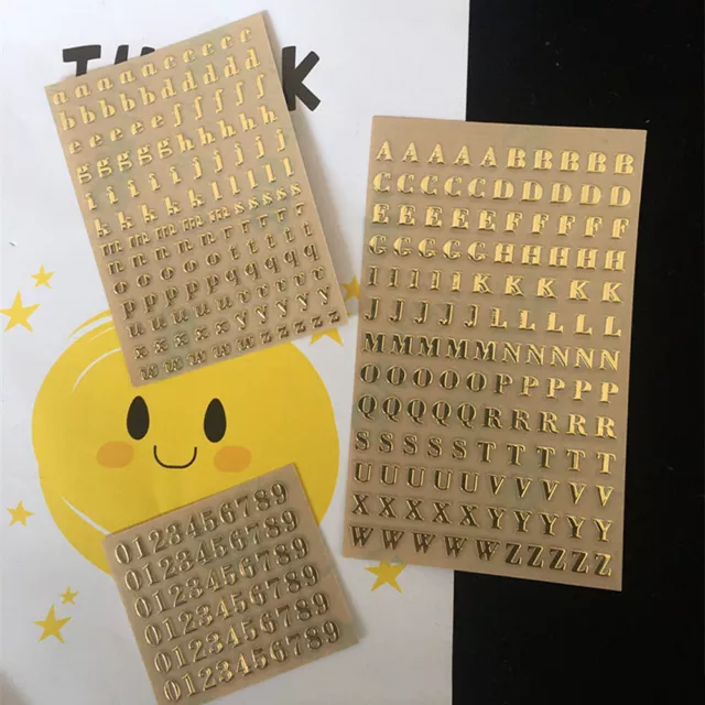 3Sheet Mini Alphabet Letters Number Metal Label Sticker DIY Scrapbooking Craft