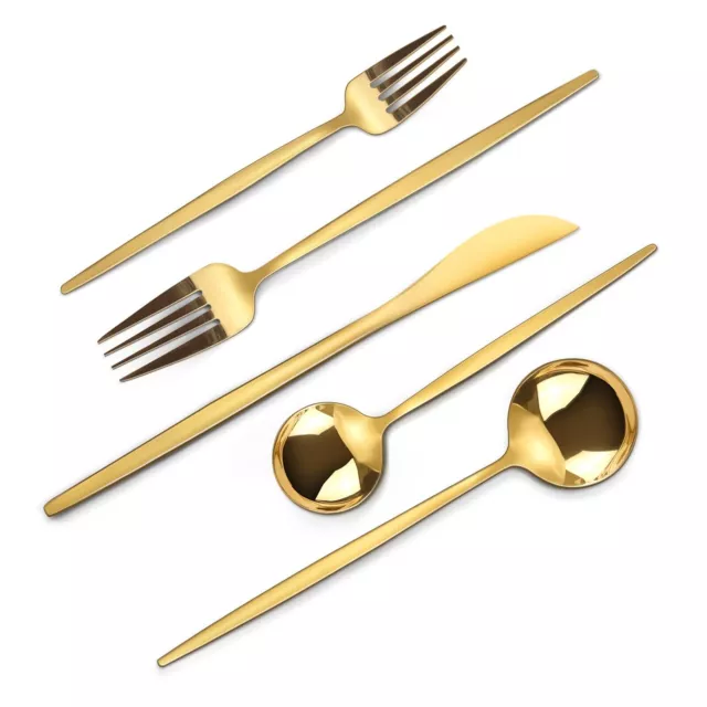 Mirror Gold Silverware Set, 40-Piece Flatware Cutlery Set Service for 8, Mirr...