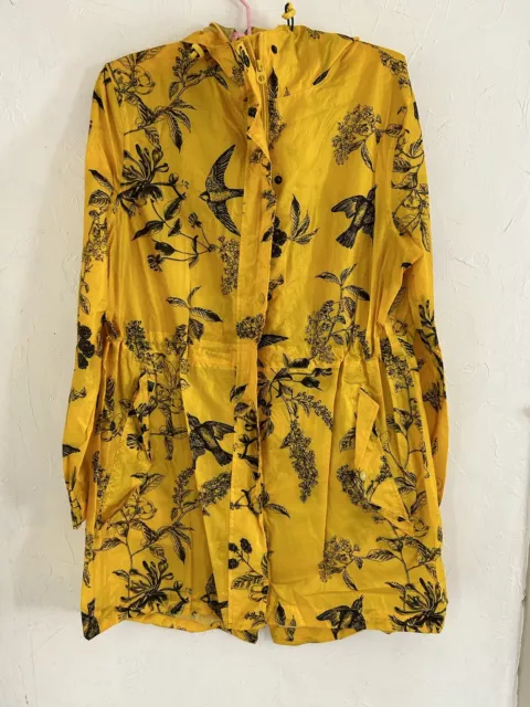 Joules Women's Raincoat Jacket Right as Rain Nordstrom Size 10 Yellow Floral