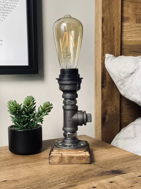 Industrial Rustic Retro Style Pipe Light Steampunk Desk Table Bedroom Lamp Light