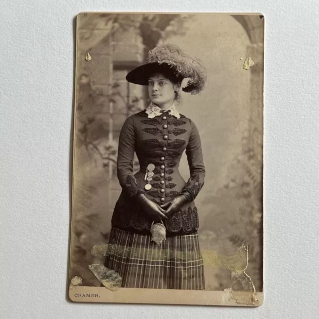 Antique Cabinet Card Photograph Beautiful Fashionable Young Woman St Louis MO