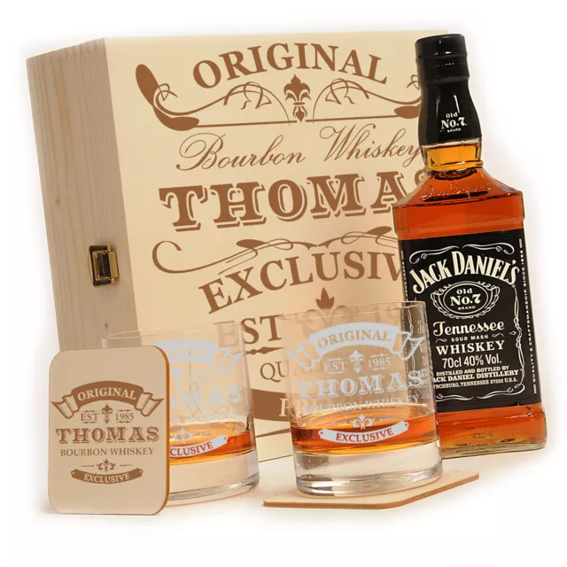 Jack Daniels 6-tlg. Whiskey Geschenkset mit personalisierter Gravur - scotch