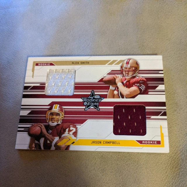 2005 Leaf Rookies & Stars ALEX SMITH & JASON CAMPBELL Game Used Jersey /500 MINT