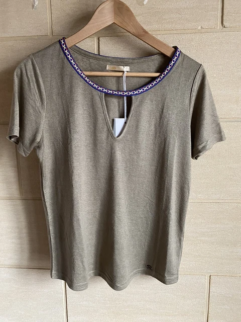 T-shirt Les Petites Bombes Blanc à Bande Argentée - Effet Dévoré Transparent, Taille S, Neuf Avec étiquettes