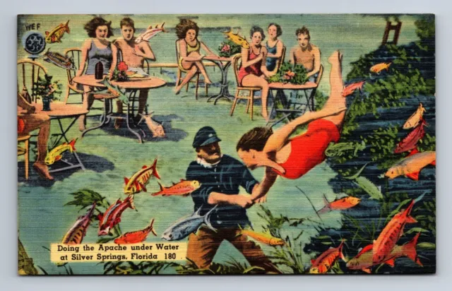 Doing The Apache Under Water Movie Silver Springs Florida Postcard B18