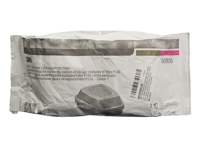 3M 60926 Multi Gas/Organic Vapor Cartridge/Filter P1OO 1 Pair EXP. Date 12/2027