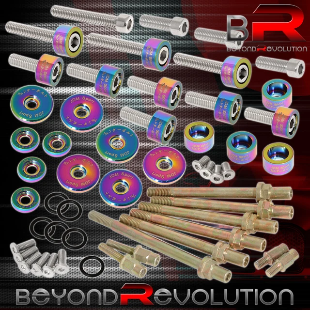 For Honda K-Series Header/Distributor Cam Cap/Valve Washer + Bolt Neo Chrome