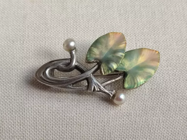 Art nouveau Allemagne : Broche GESCHÜTZT en Argent et émaillé  PB:3,9g 2