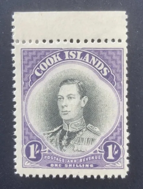 Cook Islands 1938 KGVI 1s Black and Violet - Mint Hinged (SG 127)