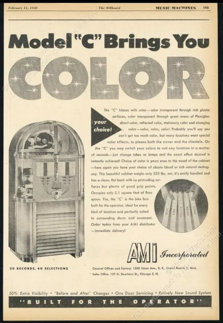 1950 AMi model C jukebox photo vintage trade print ad