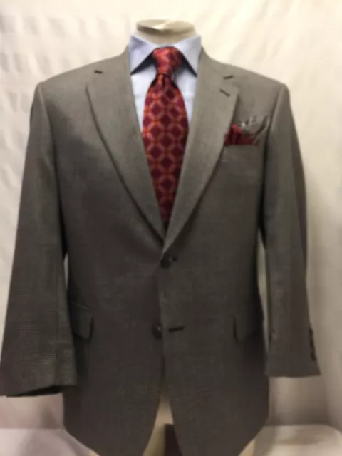 Men's Jos A Bank Salt & Pepper 2 Btn Single Vent Small Check Sport Coat Sz 43