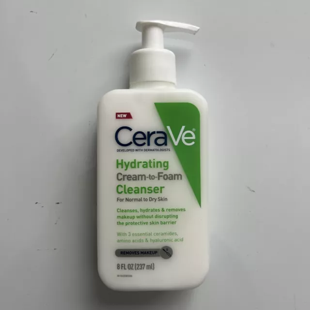 CeraVe Hydrating Cream to Foam Cleanser w/ Ceramides Removes Makeup 8Oz