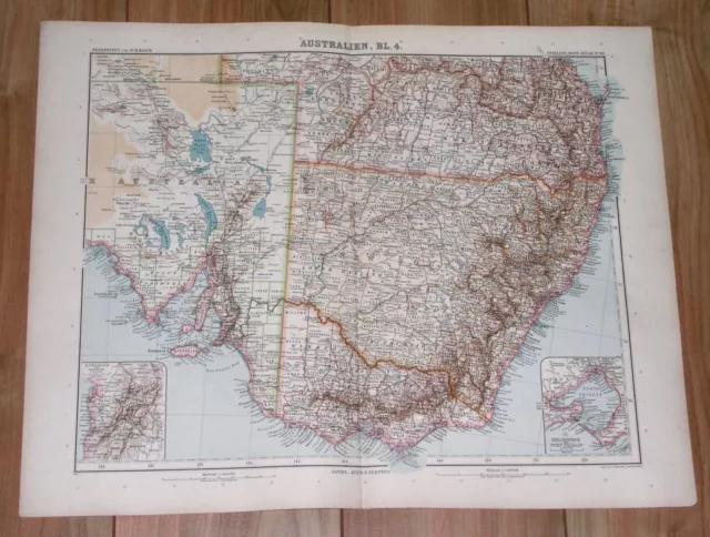 1905 Antique Map Of South / Southeastern Australia / New South Wales Victoria