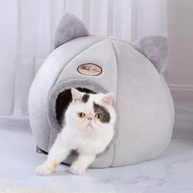 Cama para Gatos Colchón flufy Nido de gato Suave Cojín Igloo Caja Cueva del gato