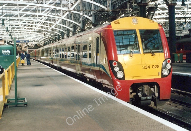 RAILWAY PHOTO 6X4 Class 334 EMU 334028 Glasgow Central 13/3/02 £1.50 ...