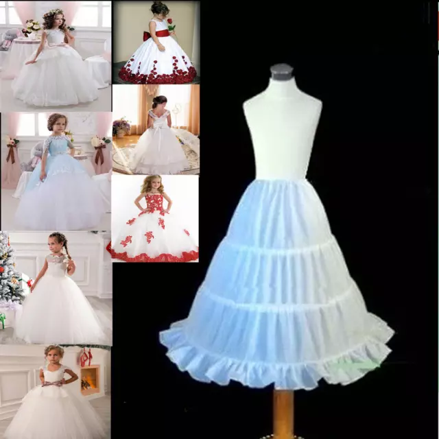 2-14 Flower Girl 3-Hoop A-Line Crinoline Petticoat Underskirt Children Skirt