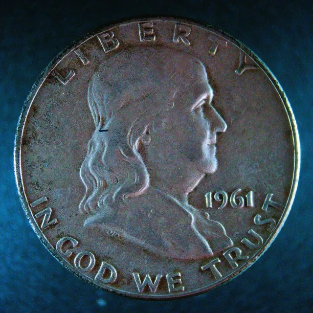 Lot of 5 Franklin 50c, 90% Silver, 1961 D, 1962 P-D, 1963 P-D.  Nice coins.