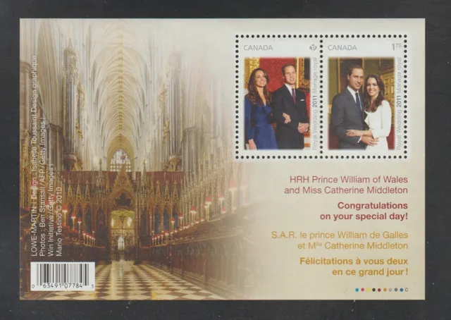 Canada Scott Unitrade 2465b $2.34 Souvenir Sheet Royal Wedding MNH F - VF