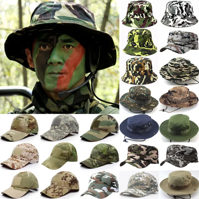 Mens Military Army Bucket Camo Hat Tactical Boonie Hunting Outdoor Caps Camping