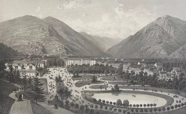 Bagnères-de-Luchon Parc de Luchon Haute-Garonne lithographie 1860