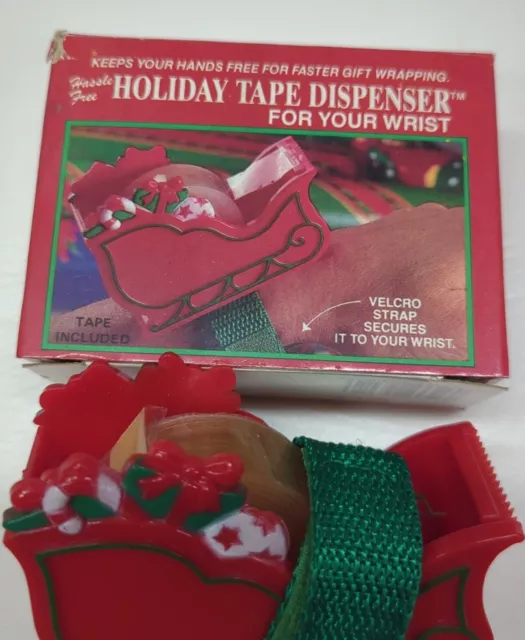 Vintage Holiday Christmas Tape Dispenser Hands Free Wrist Strap - 1980s NIB 2