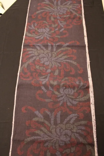 f-458 antique tsumugi silk kimono fabric - big mum  - 14.5" x 63"