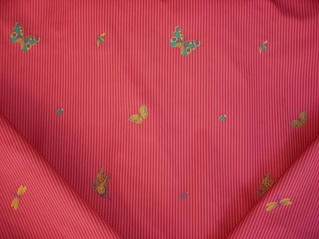13-5/8Y Lee Jofa Farfalla Stripe Cherry Butterfly Bee Brocade Upholstery Fabric