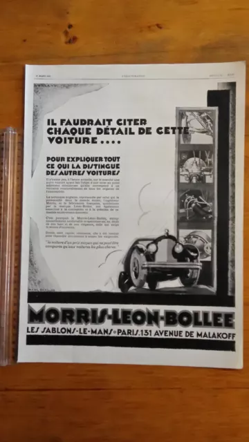 PUBLICITE ANCIENNE - PUB ADVERT 1928 Automobile Morris léon Bollée