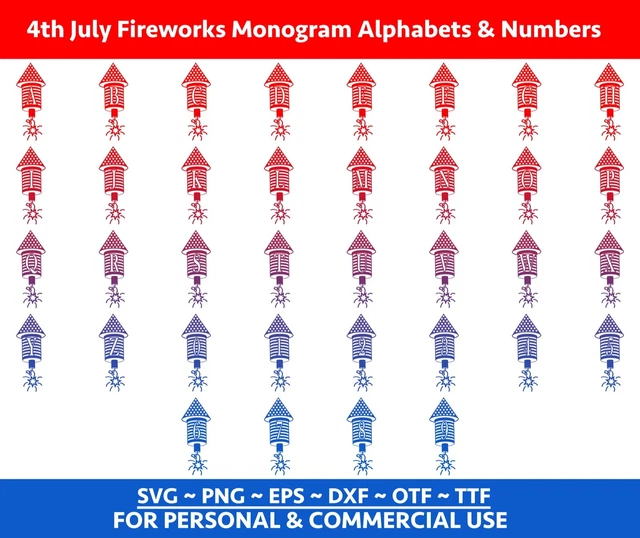 FIREWORKS FONT SVG, Usa Flag Alphabets and numbers svg, Patriotic Svg