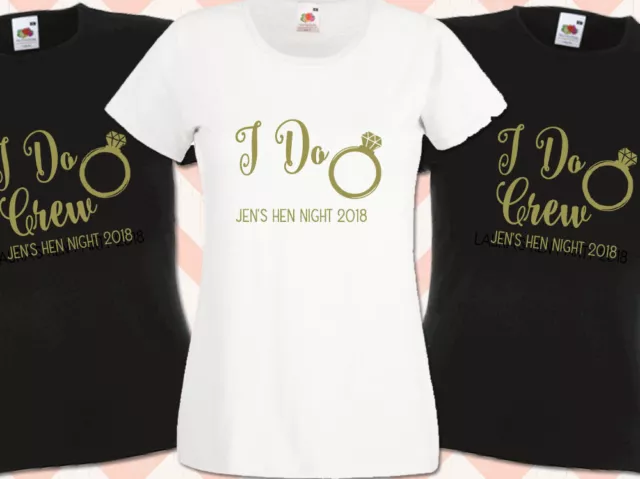 Hen T Shirts I Do Crew Personalised Printed Custom Hen Night Gold