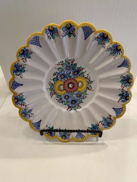 Vintage Hand Painted Tupesy Majolica Wall Plate Made In Czechoslovakia 10.5”