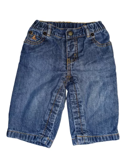 Baby Gap Boys 6-12 Months Blue Denim Button Jeans Jersey Lined