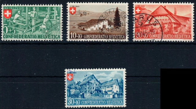 Schweiz 1945 - "Pro Patria" MiNr. 460 bis 463 gestempelt