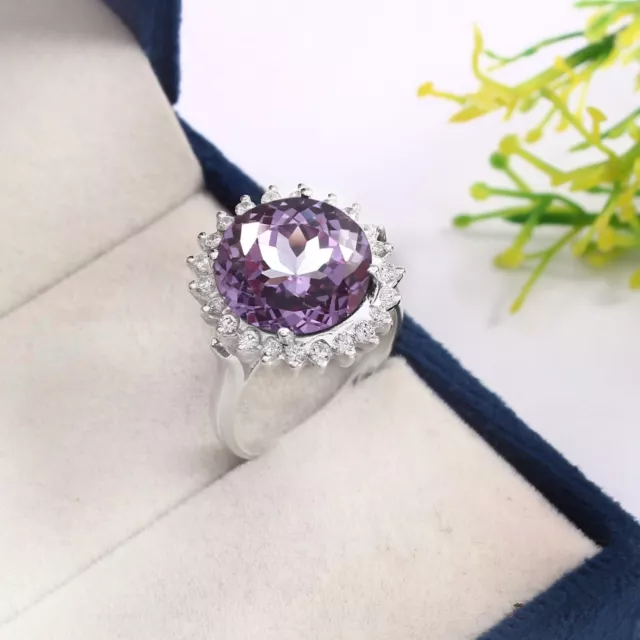 AAA Natural Color Changing Alexandrite Round Gemstone 925 Silver Handmade Ring