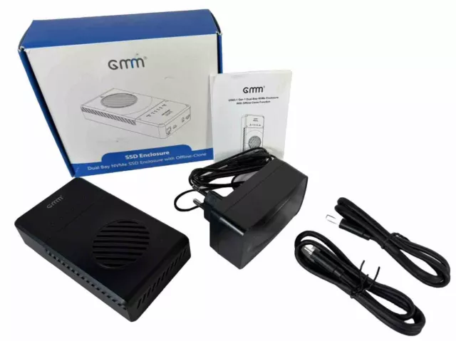 GMM NVMe M.2 SSD Gehäuse 10Gbps USB3.2 GEN 2 Dual Bay Cloner Dockingstation NEU